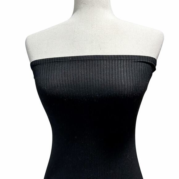 Reformation Strapless Dress XS Extra Small Black Ribbed Knit Mini Bodycon (15) - Picture 2 of 8